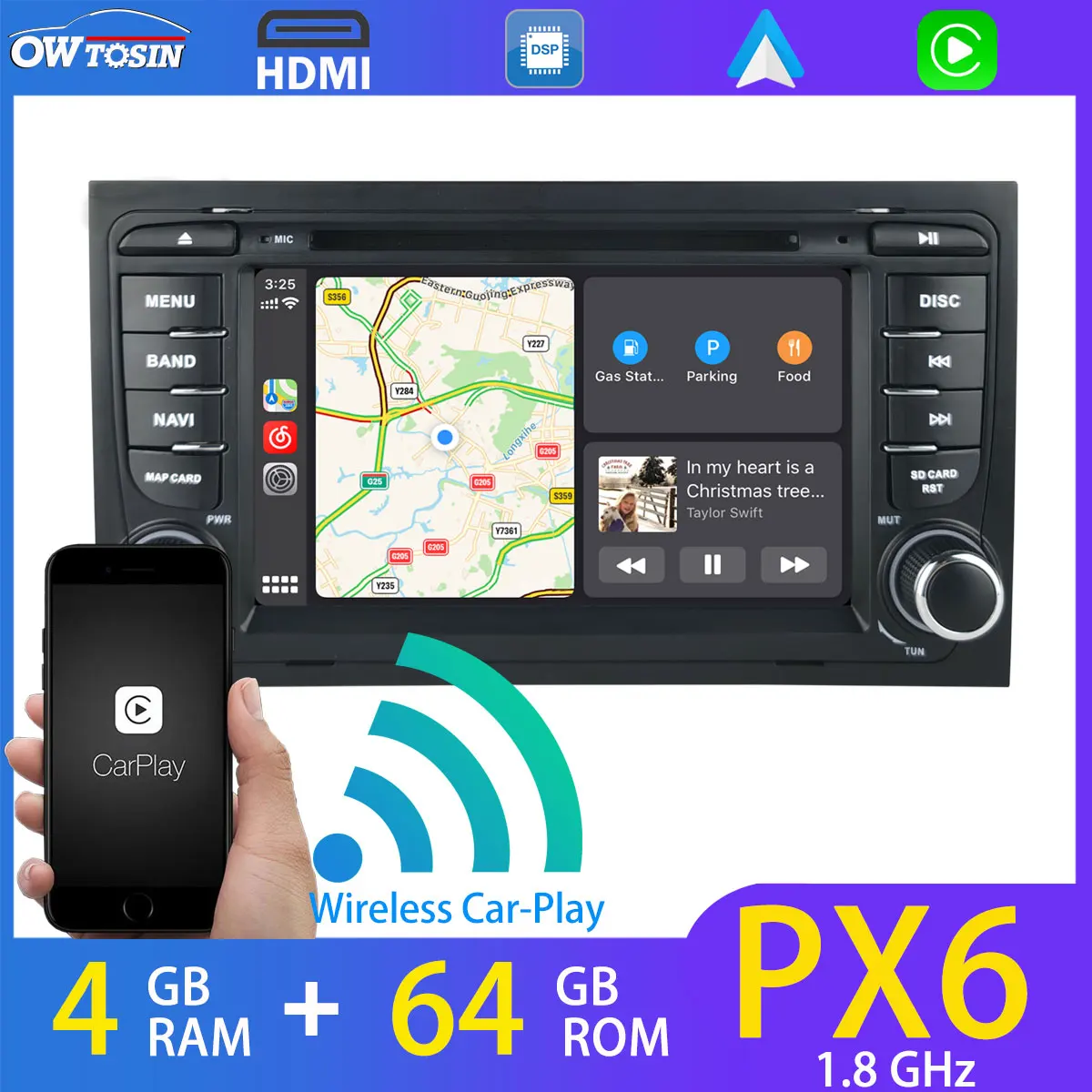 5 * USB Android 10 PX6 4G + 64G Автомобильный DVD мультимедийный плеер для Audi A4 S4 RS4 8E 8F B9 B7 RNS-E SEAT