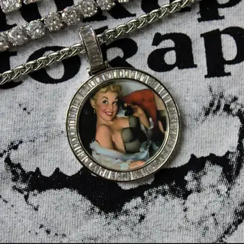

custom necklace photo made Unique hip pop STAINLESS STEEL Silver Plated Rhinestone Rope Chain