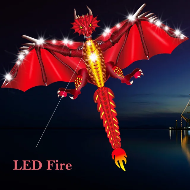 Hot 160cm / 64inches Ice and Fire Dragon LED Kite With Handle & Line Good Flying 6