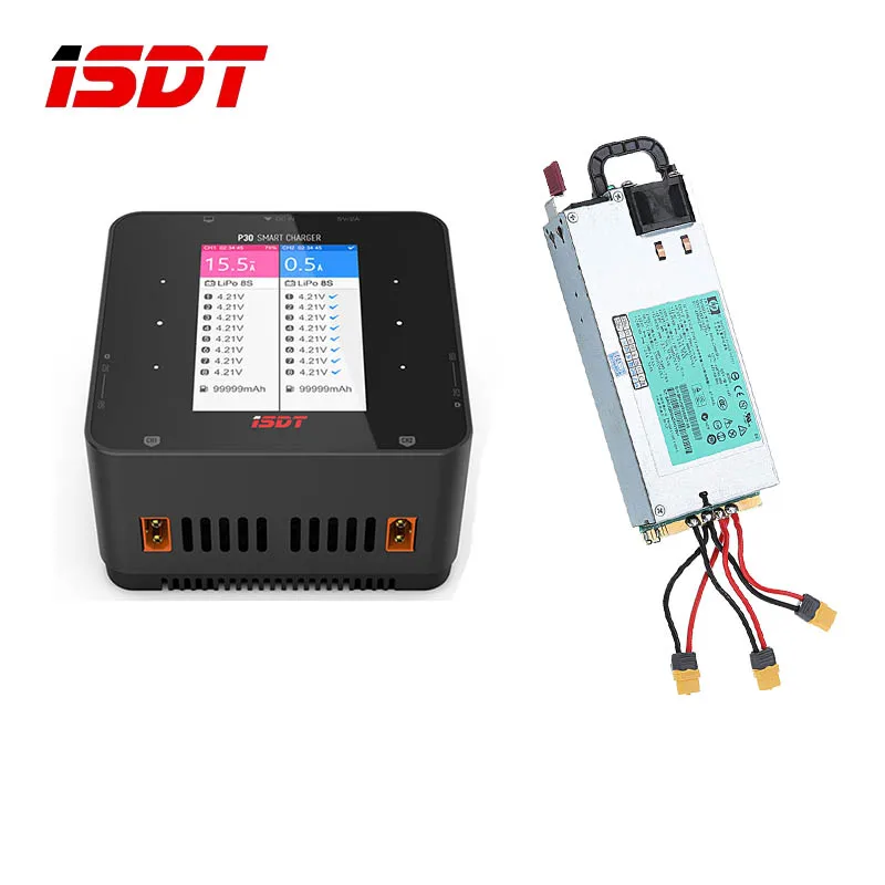 ISDT P30 1000WX2 30AX2 Dual Port 8S Battery Charger Discharger for RC Drone w/ DPS-1200FBA 1200W 100A Switching Power Supply | Игрушки и