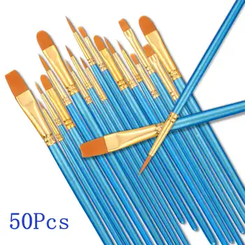 

50Pcs/Set Professional Watercolor Gouache Paint Brushes Nylon Hair Painting Brush Set Art Supplies For Kid Artists Paint Brush