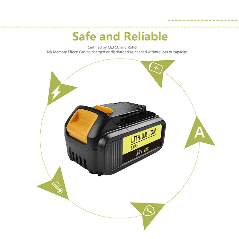 Bonacell 2 шт. 6000 мА/ч, DCB200 Мощность инструмент Батарея для Dewalt DCB200 DCB181 DCB182 DCB204-2 DCB201 DCB201-2 DCB200 DCB200-2 DCB204