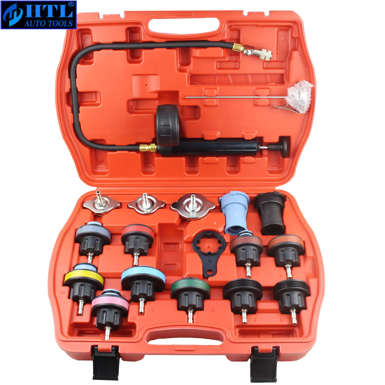 18pcs Universal Radiator Pressure Tester Tool Kit Cooling System Testing Tool Water Tank Leakage Detector Nylon Material