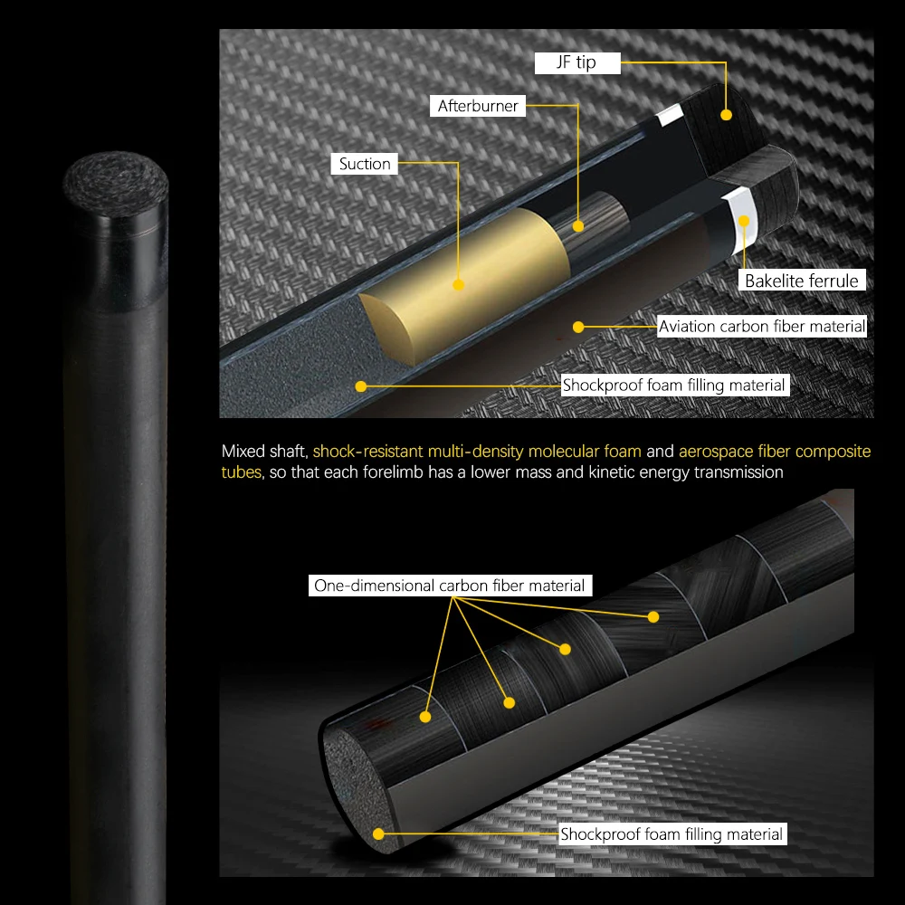 Konllen & JFlowers-Queue de billard pour diabétique, poinçon en fibre de carbone, technologie de pointe de 13mm, rupture injuste