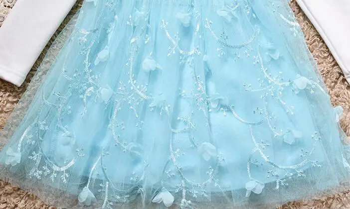 Костюм принцессы Анны и Эльзы с цветочной вышивкой; вечерние платья-пачки для дня рождения; Vestidos; одежда для маленьких девочек