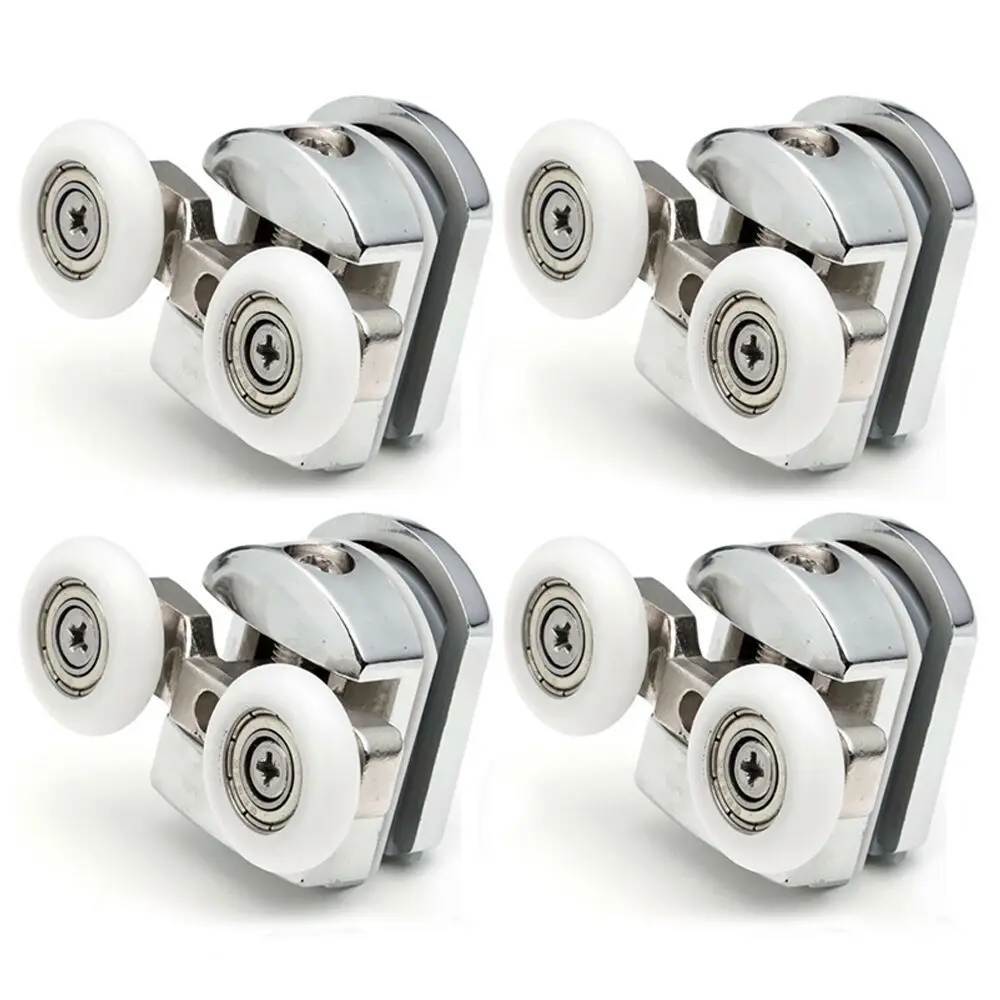 4pcs-8 개/대 샤워 도어 롤러 러너 23mm/25mm 아연 합금 이중 바퀴 교체 슬라이딩 샤워 도어 롤러 베어링 휠