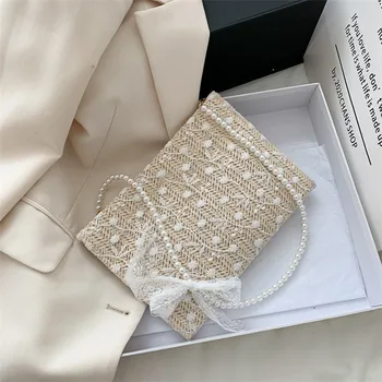 

WOMEN'S Bag 2020 Summer New Style Korean-style Lace Straw Bags Western Style Versatile Mass Weaving Square Sling Bag Shoulder Ba