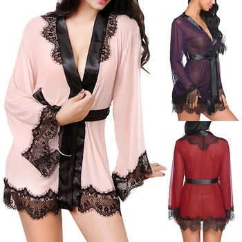 

2019 Sexy Sleepshirt Women Women Set Spring Autumn Satin Sling Lingerie Lace Bowknot Pyjama Lace Sleeveless Nightwear Female