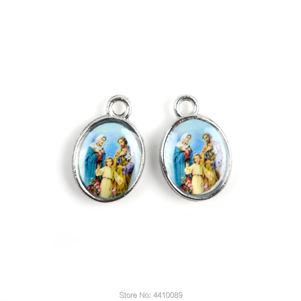 Религиозная маленькая медаль смешанные католические фигурки святых Иисуса Марии наклейки используются в браслете - Окраска металла: RQ198-24