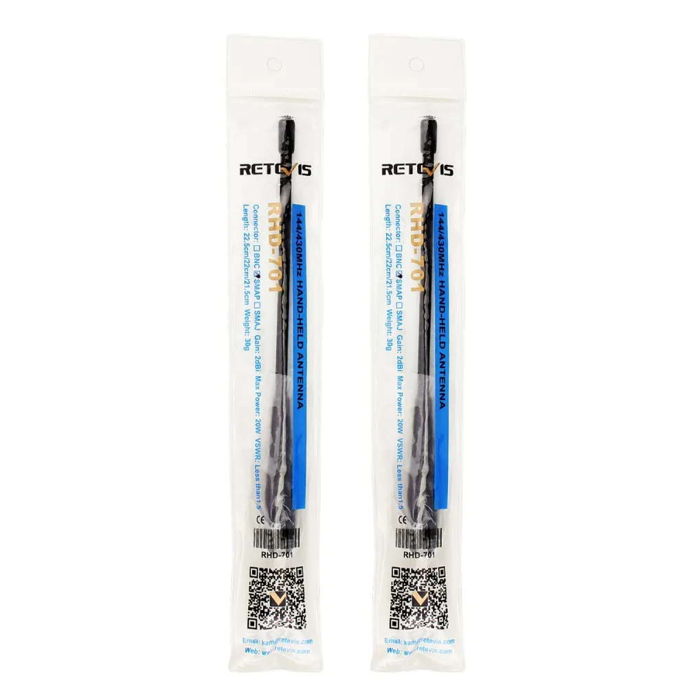 2pcs Retevis RHD-701 SMA-F Walkie Talkie Antenna