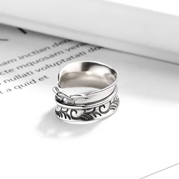 

Silvology 925 Sterling Silver Sanskrit Wave Rings Creative Glossy Leaf Shape Elegant Women's Rings 2019 Silver 925 Jewelry Gift