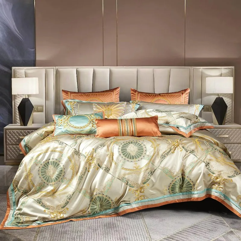 High end Delicate Jacquard Bedding Set Luxury Satin Cotton Duvet Cover