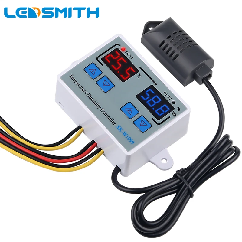 

W1099 Digital Temperature Humidity Controller Home Fridge Thermostat Humidistat 10A Direct Output Thermometer Hygrometer Control