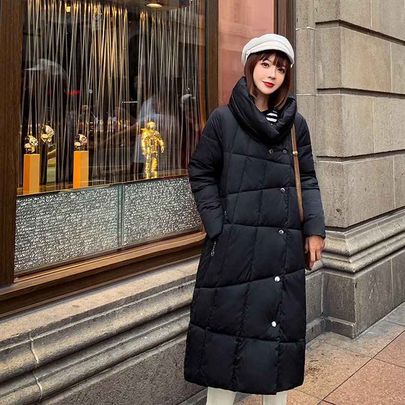 

Winter Korean-style hua bao ling Loose-Fit Mid-length Cotton-padded Clothes Korean-style Solid Color Slimming Thick down Coat Co
