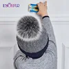ENJOYFUR Winter baby Hats Real Fox Fur Pompom Hat Knitted Boy Cap Cotton Protect The Ears Hat Warm Thick Kids Beanies ► Photo 2/6