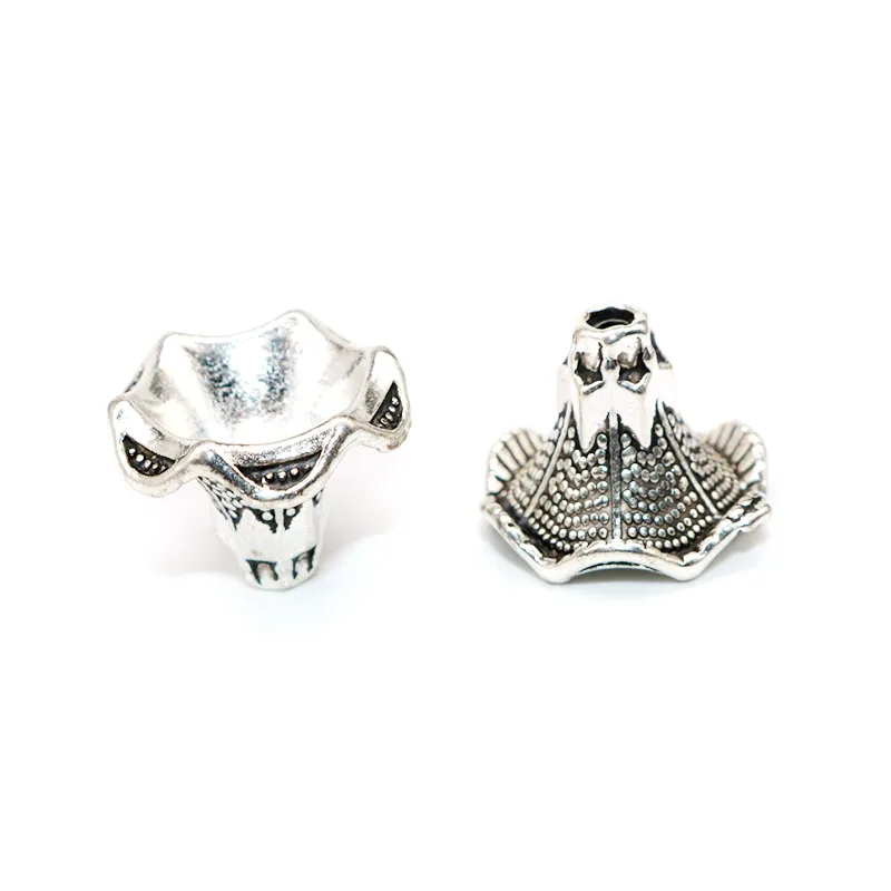 

21mm Needlework Charms Flower Bead Caps End Silver Cap Metal Vintage Silver Large Size Beads Cap Jewelry Findings Components