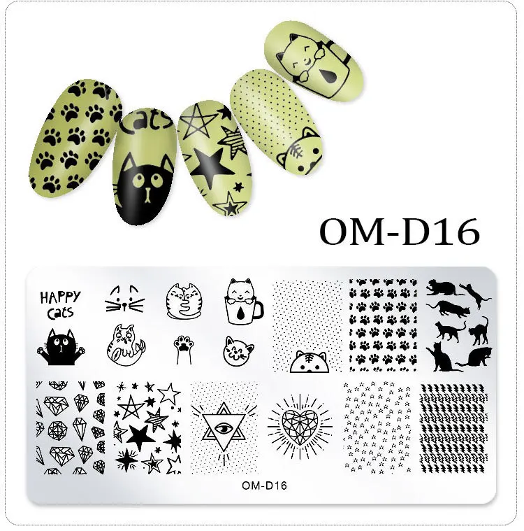 1 шт. геометрические прямоугольные узоры штамповки шаблон животных Цветок маникюр Дизайн ногтей пластина для стэмпинга 25 конструкций