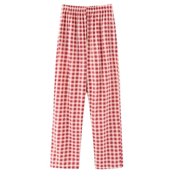 

New Women Pants Fashion Style Plaid Printing Pajama Pants Casual Style Cotton Sleep Bottom Plus Size Pants for Woman Ladies