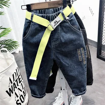 

Boys Jeans 2019 Autumn Winter New Toddler Denim Pants Kids Boys Fashion Jeans Pants with Belt Children's Cowboy Trousers Jeans