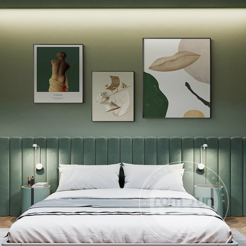 Modern Style Venus Sculpture Art Poster Wall Pictures for Living Room Dining and The Entrance of Gallery Green Tone | Дом и сад