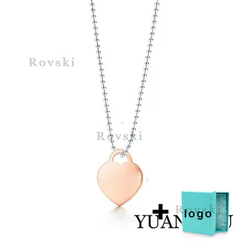 

XL TFX Rllen popular brand sterling silver rose gold heart-shaped bead necklace is suitable for women's party jewelry wholesale.