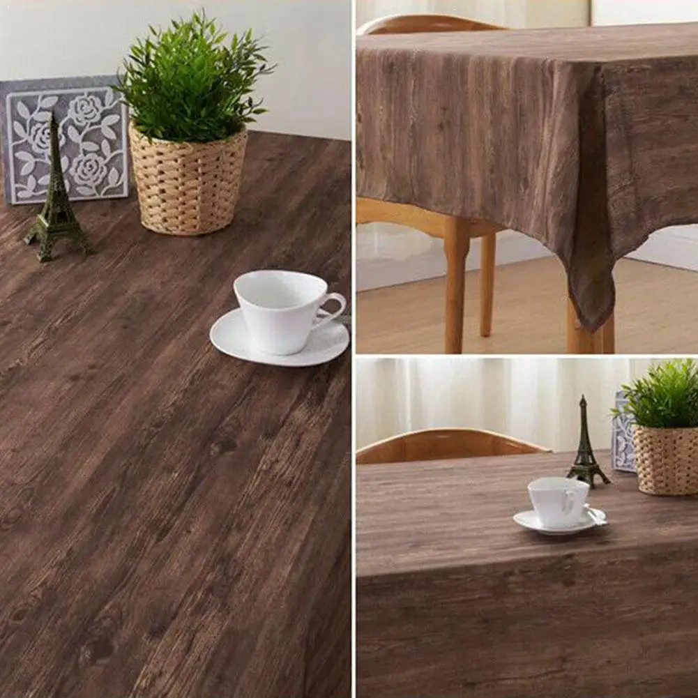 

1pc Mantel Mesa Rectangular Impermeable Wood Grain Print Kitchen Wood Anti-oil Grain Waterproof Tablecloth Print Tablecloth A9I0