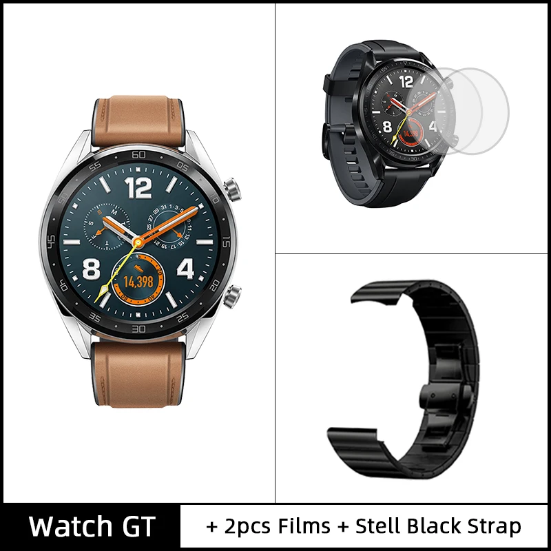 46Brown Film Case Huawei Watch GT Смарт часы Поддержка gps NFC 14 дней Срок службы батареи 5 атм водонепроницаемый телефонный Звонок трекер сердечного ритма для Android iOS промо-код newyear1200 / newyear600 - Цвет: 46Brown Film Case
