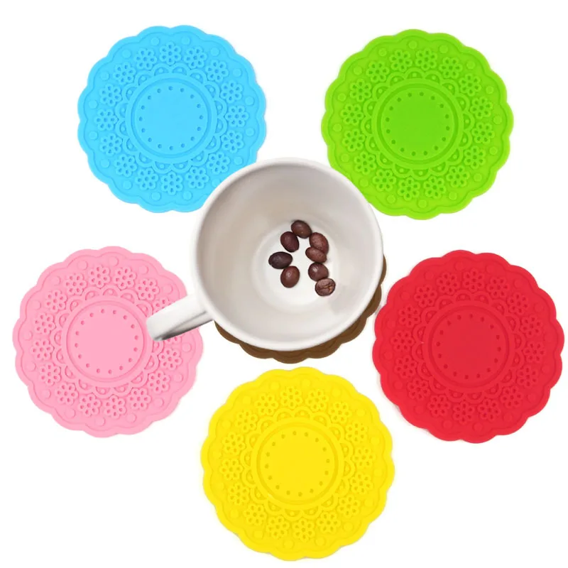 9 см силиконовая подставка противоскользящая изоляционная одежда-устойчивые силиконовые подставки круглые в форме цветка изоляизоляционная прокладка кухонные принадлежности