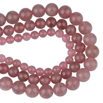 

Chanfar High Quality Natural Strawberry quartz Stone Round Beads For Jewelry Making DIY Bracelet Necklace 6/8/10mm Strand