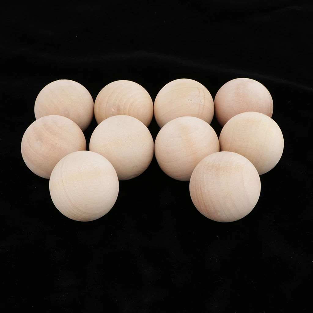 10 Pieces Wooden Beads Natural Color Round Ball Wood Spacer Beads Handmade Crafts Supplies(No Hole)