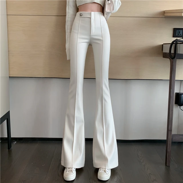 Women's New Pants Casual Loose Ladies Trousers Office Lady Formal Solid  Color Pants Fashon Slim Flared High Waist Trousers - AliExpress