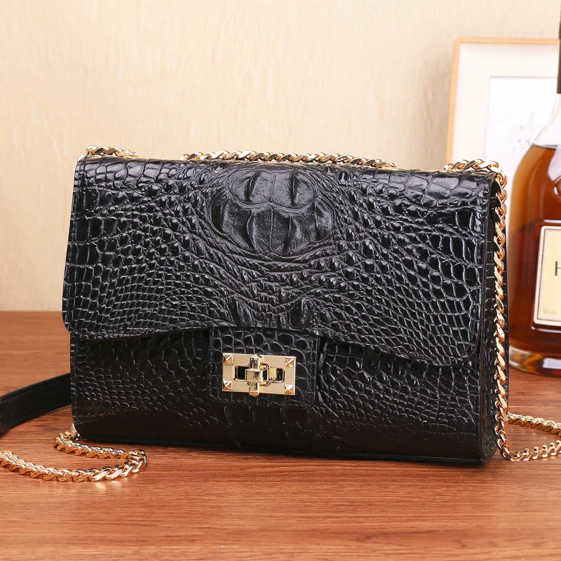 

Real leather Bags For Women Female Chain Bags Crocodile Pattern Cow Leather Brand Designer Shoulder Bags Crossbdy Bag 2019 New