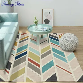 

SunnyRain 1-piece Geometric Printed Carpet and Rug for Living Room Area Rugs for Bedroom Kitchen Rugs Washable