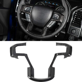 

Car Steering Wheel Trim Cover Frame for Ford F150 2015 2016 2017 Interior Accessories (Black Wood Grain)
