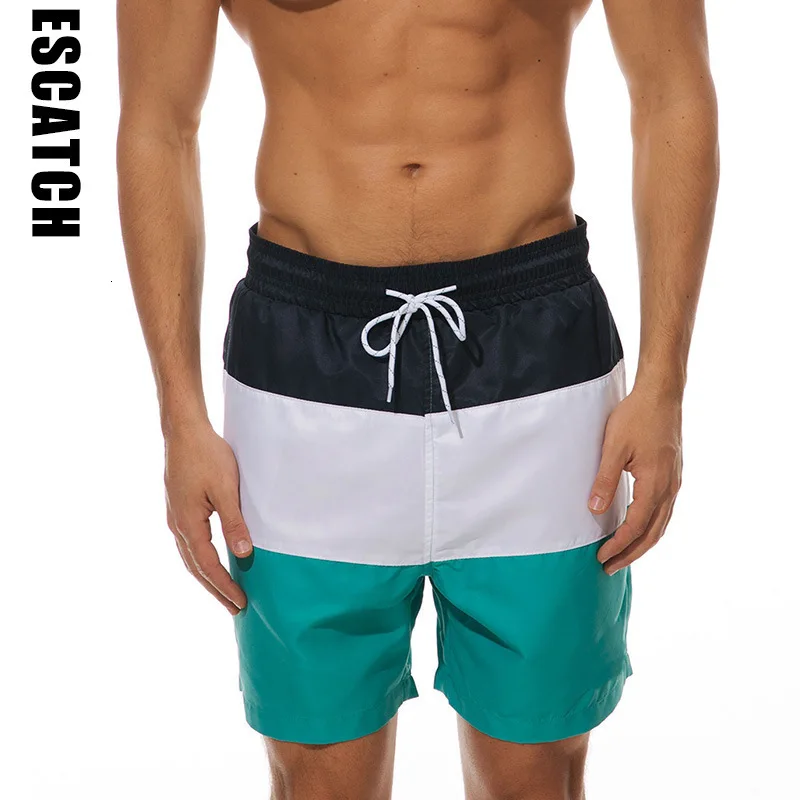 ESCATCH, мужские плавки, плавки, одежда для плавания, бермуды, пляжные шорты для серфинга, Maillot De Bain Homme, купальный костюм - Цвет: green