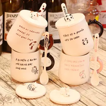 

Creative Cartoon Ceramic Water Cup Simple Mug Cute Large Capacity Cup Coffee Cup Office Drinking Cup Travel Coffee Mug Cat Mug