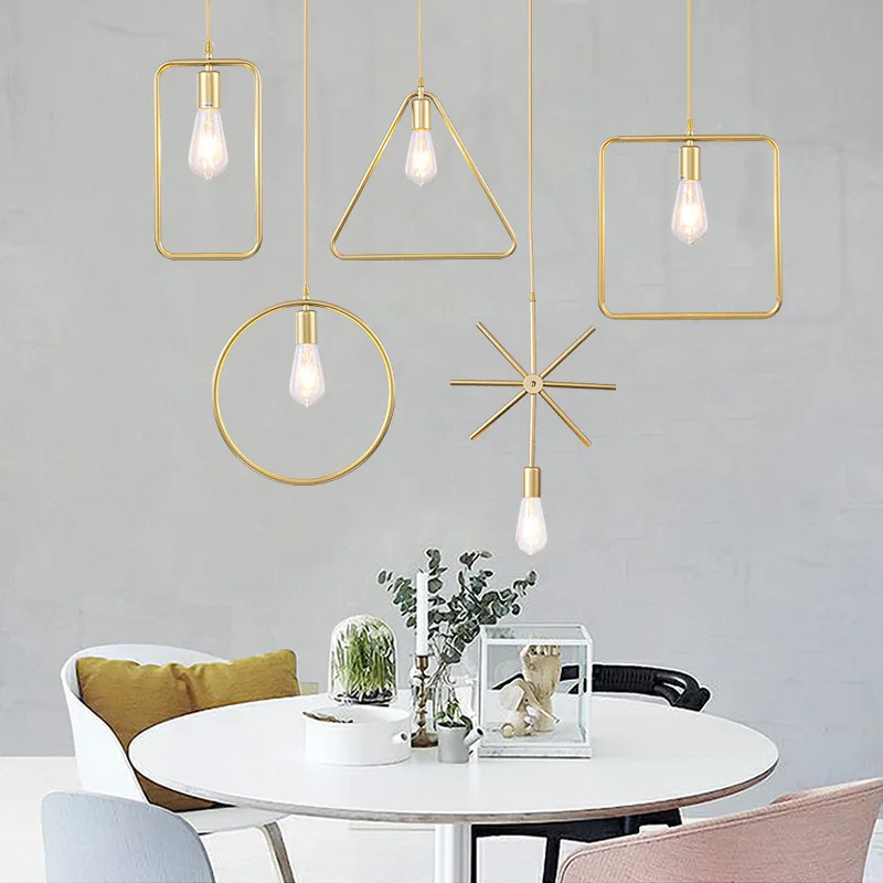 

Northern European-Style Coffee Clothing Store Restaurant Gold Small Droplight Bar Loft Iron Art Creative Cool ji he deng Chandel