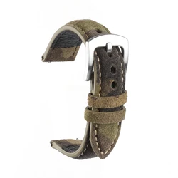 Vintage Suede Leather Watch Strap - Handmade Grey & Brown Replacement Band - 22mm (Camouflage)