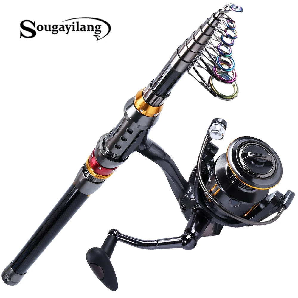 

Sougayilang 1.8M 3.6M Carbon Telescopic Fishing Rod With Spinning Reel Set Saltwater Freshwater Kits Fishing Tackle Pesca