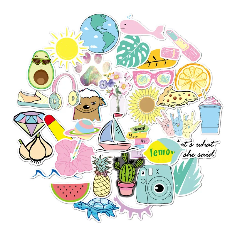 Cute Vsco Stickers For Water Bottles 35 Pcs Waterproof Aesthetic