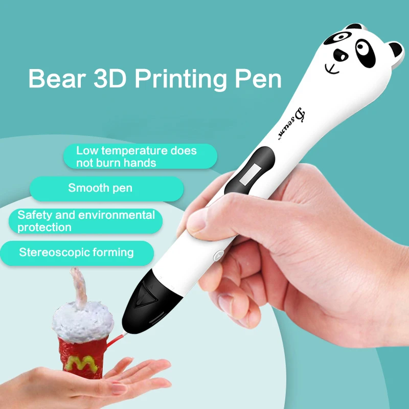 Новое поступление 3d ручка с милым медведем DIY ручки для принтера со светодиодным