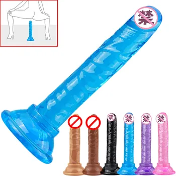 Realistic Dildo Anal Masturbator Sex Toys For Adult Couples Crystal Jelly Suction Cup Penis Thrusting Dildo Phallus For Women 1