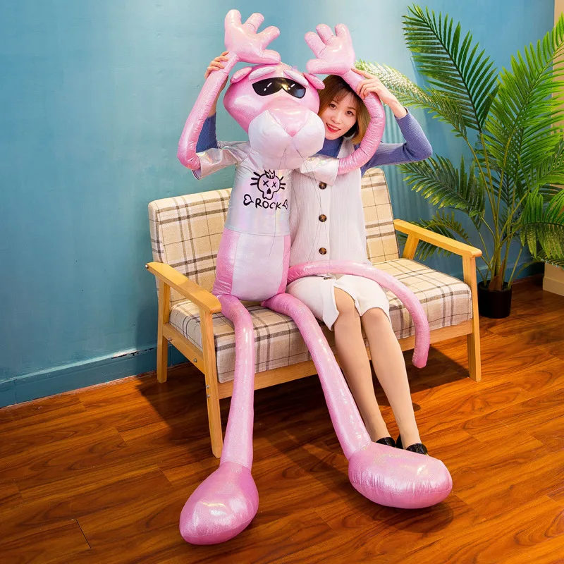 

New Style Douyin Pink Bak Leopard Online Celebrity Doll Plush Toys Long Legs Color Pink Panther GIRL'S Heart Doll