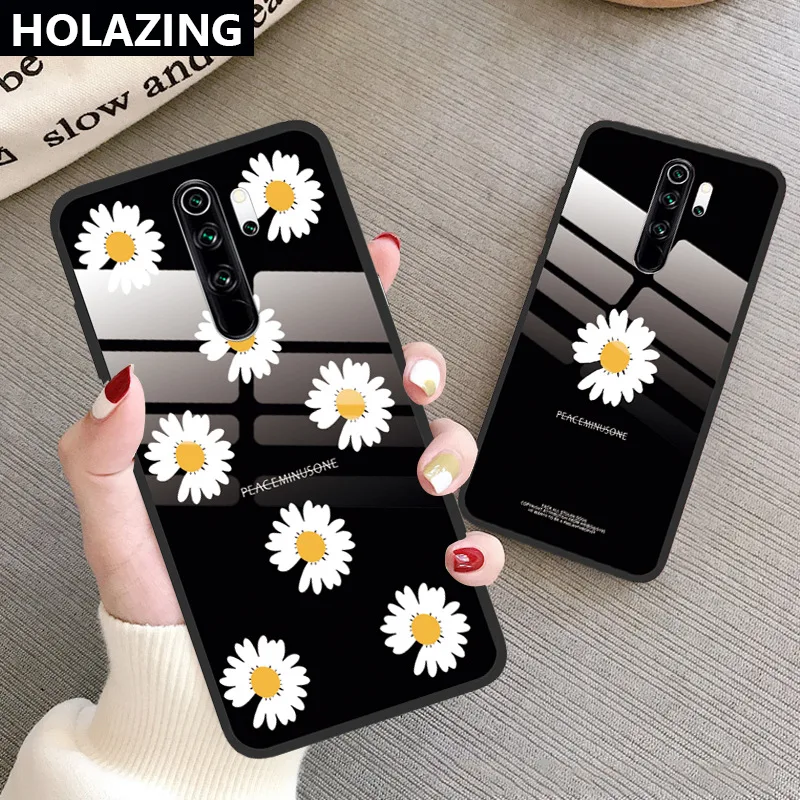 

Case For Xiaomi Redmi Note 8 Pro Redmi Note 8 7 6 Pro Redmi 7 7A 8 8A 10 Daisy Pattern Tempered Glass Soft TPU Back Cover Cases