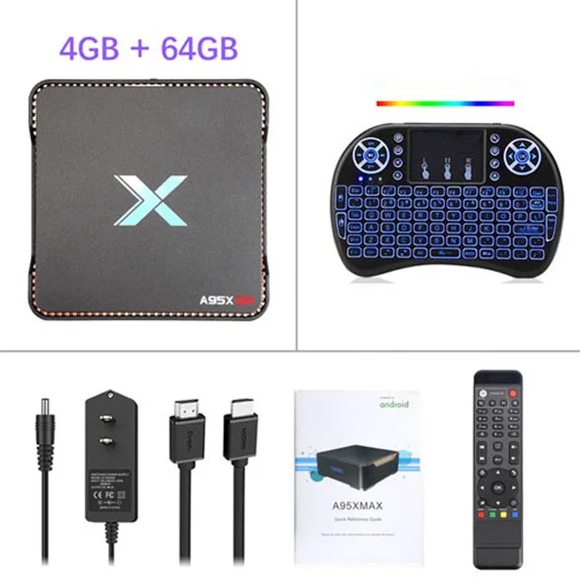ТВ приставка Android 8,1 A95X MAX Amlogic S905X2 Четырехъядерный 4K Смарт ТВ приставка 2,4G& 5GHz двойной Wifi 1000M BT4.2 Запись видео медиаплеер - Цвет: 4GB 64GB I8B