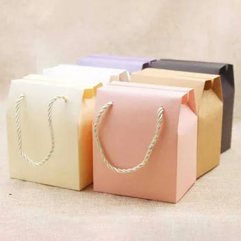 

10Pcs Wedding Candy Paper Box With Handles PVC Heart Shape Window For Gift Tea Packaging Box Handle Bag Kraft Paper box bags