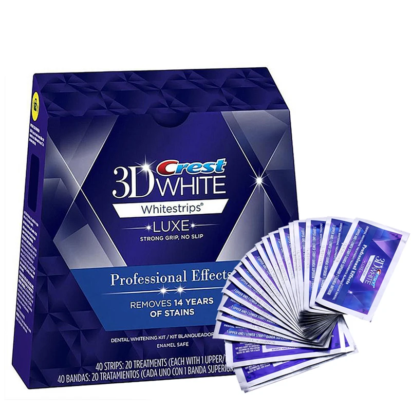 3D белый Whitestrips LUXE крепкое сцепление профессиональный эффект гигиена полости рта идеальный улыбкой отбеливания зубов полоски 5/10/20 мешочков