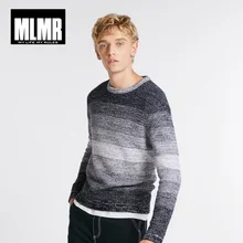 JackJones осенний мужской модный трендовый хлопковый свитер с круглым вырезом и градиентной полоской 218324552