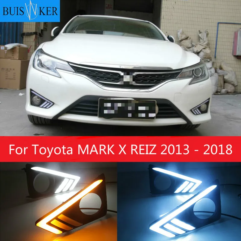 

1 пара для Toyota MARK X REIZ 2013 - 2018 светодиодный противотуманный фонарь с динамическими наушниками желтый указатель поворота дневные ходовые огни дневного светильник