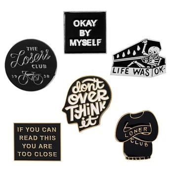 

Punk Brooches and Pins Thinker Coffin Loser club Life was ok Funny Sarcastic Saying Enamel Pin Bag Clothes Lapel Pin Unisex